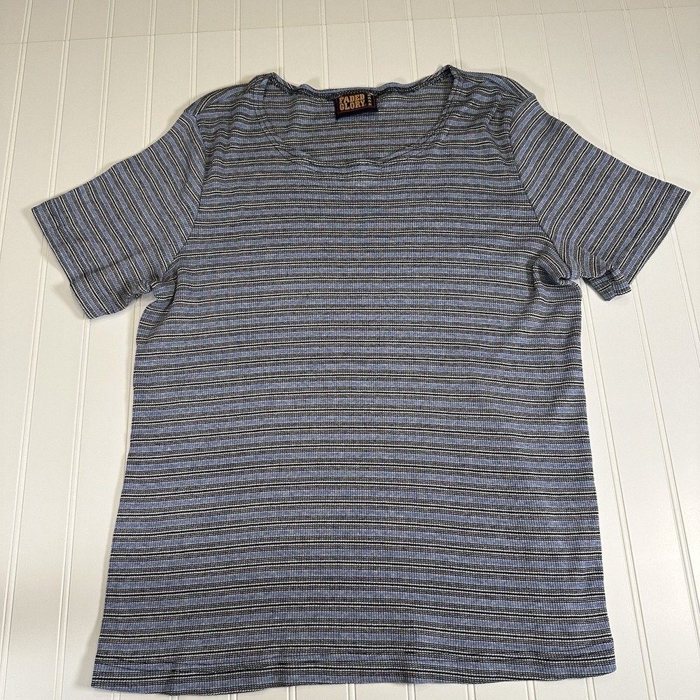 Faded Glory VTG 90s Womens Tee Striped Grunge Nostalgia Cotton Sz Medium